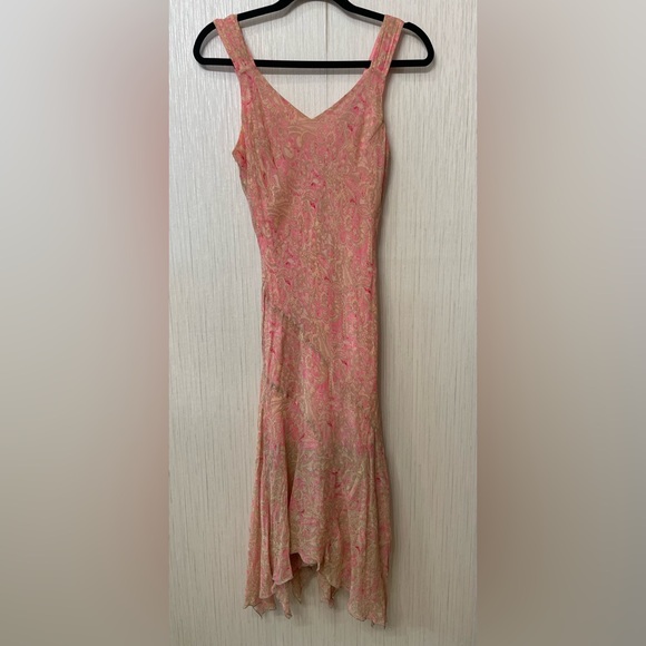 jonathan martin Dresses & Skirts - Hi Studio Jonathan Martin 100% Silk Pink Paisley Midi Dress Size 8 Fairy Grunge